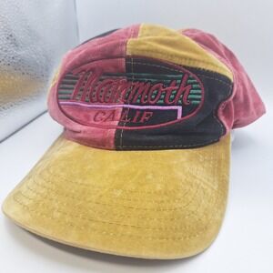 Mammoth California Patchwork Colorblock Velvet Baseball Cap Hat Vintage 80s 90s